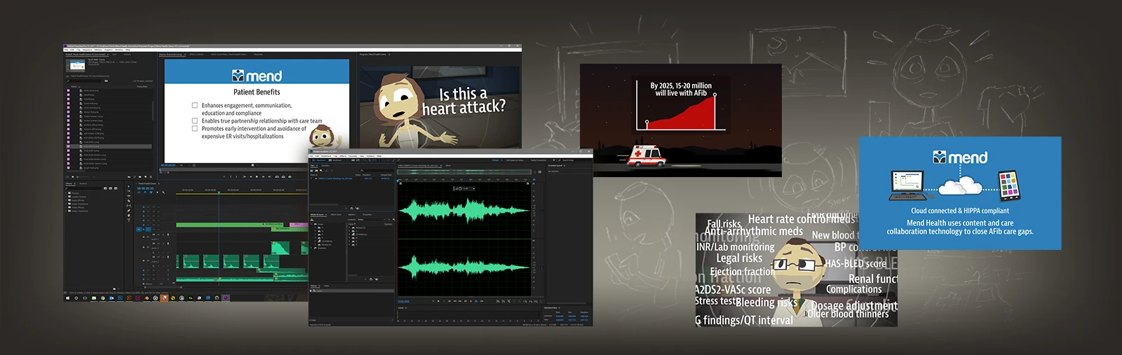 video editor with storyboards and stills from the final cut